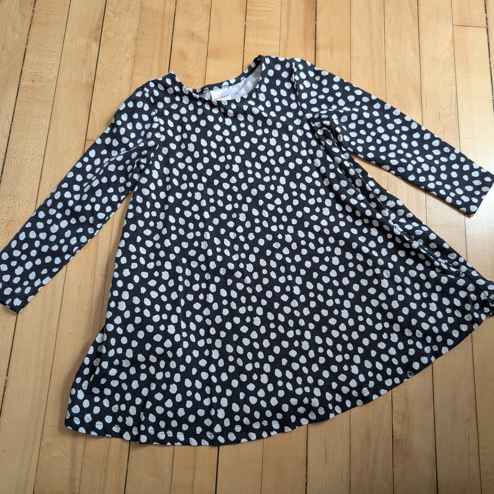 Hanna Andersson Black and White Polka Dot Kids Dress 110cm / Girls 5 w/pockets